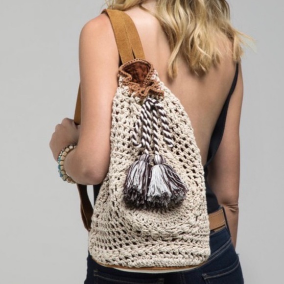 The Boutique Handbags - Handmade Crochet Backpack Shoulder-Bag